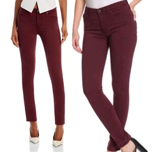 AG Prima Mid Rise Sateen Cigarette Jeans Burgundy Womens 31 Japan Fabric Slim